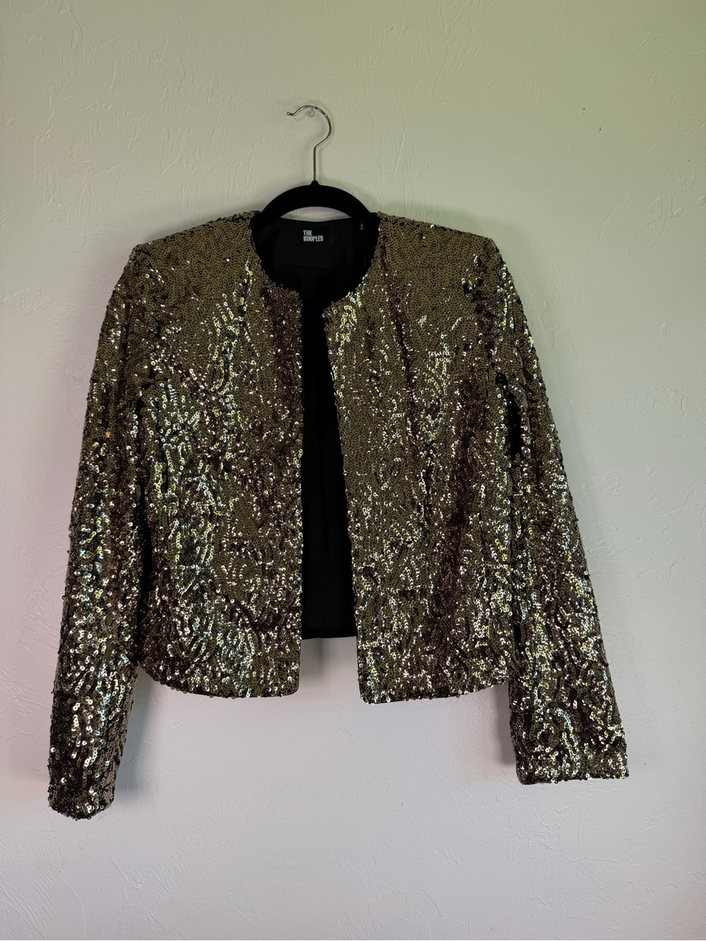NWT The Kooples crop Sequin-embellished round-neck short woven jacket sz small - Picture 4 of 9